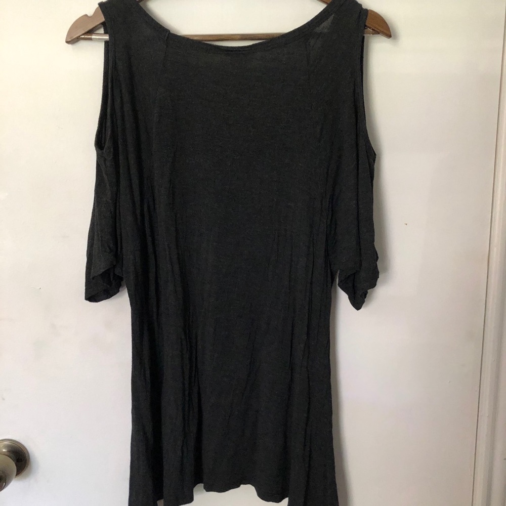 Neon Soul Cold Shoulder Dark Grey Top
